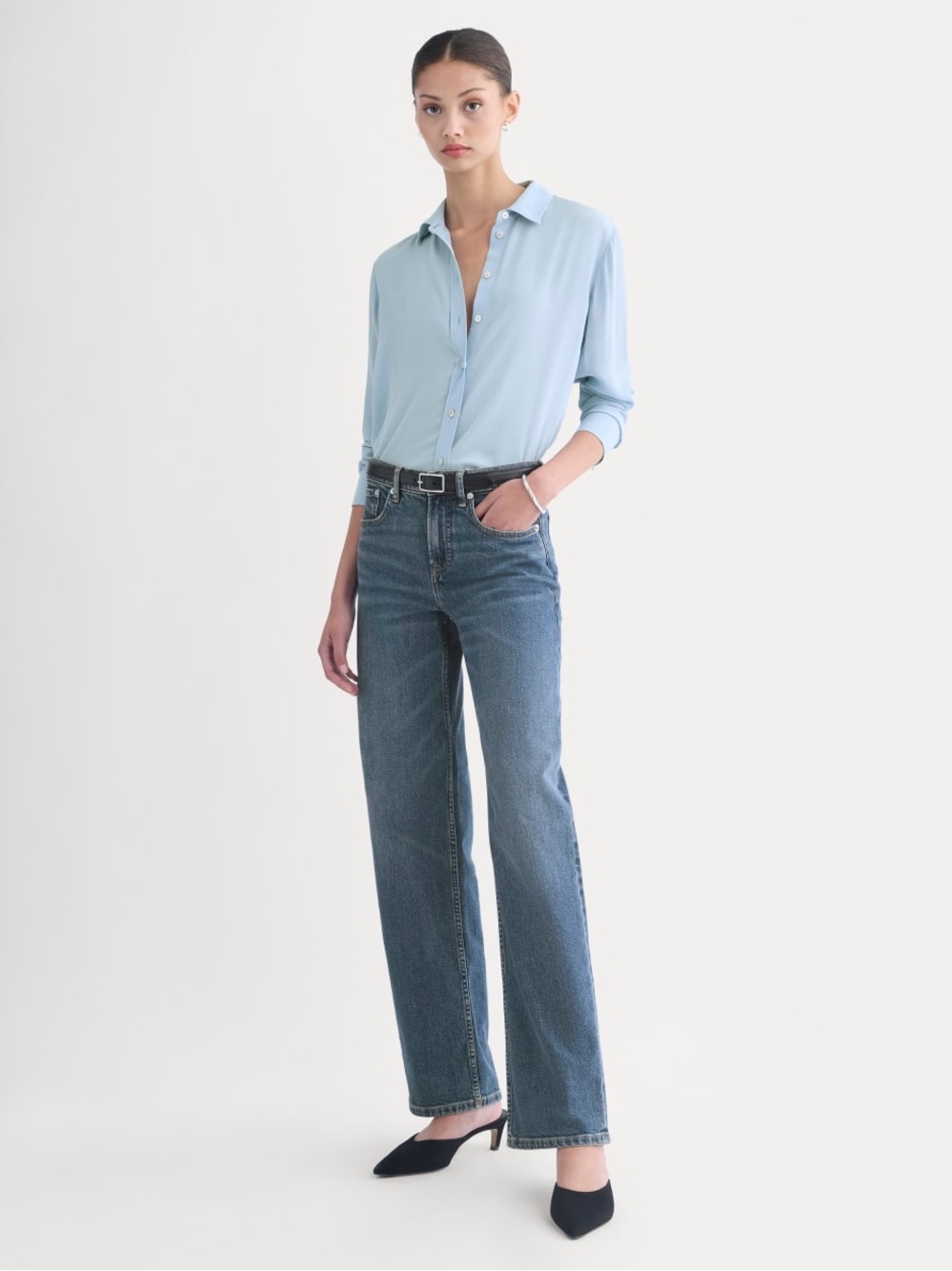 Everlane NWT The Column Jeans in Ocean Straight Leg Jeans Size 30L